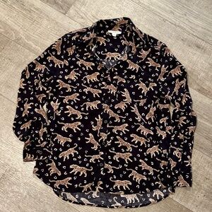 beachlunchlounge Black and Brown Animal Print Shirt